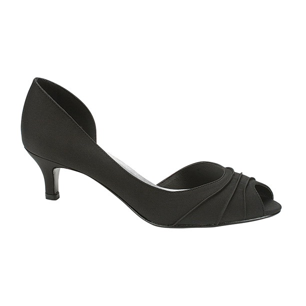 Abby Low Heel Black Satin Evening Shoes