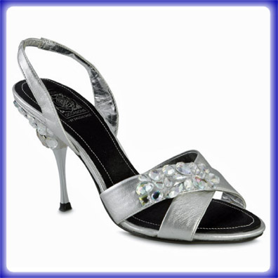 Glitz Silver Metallic Sky High Heel Evening Shoes